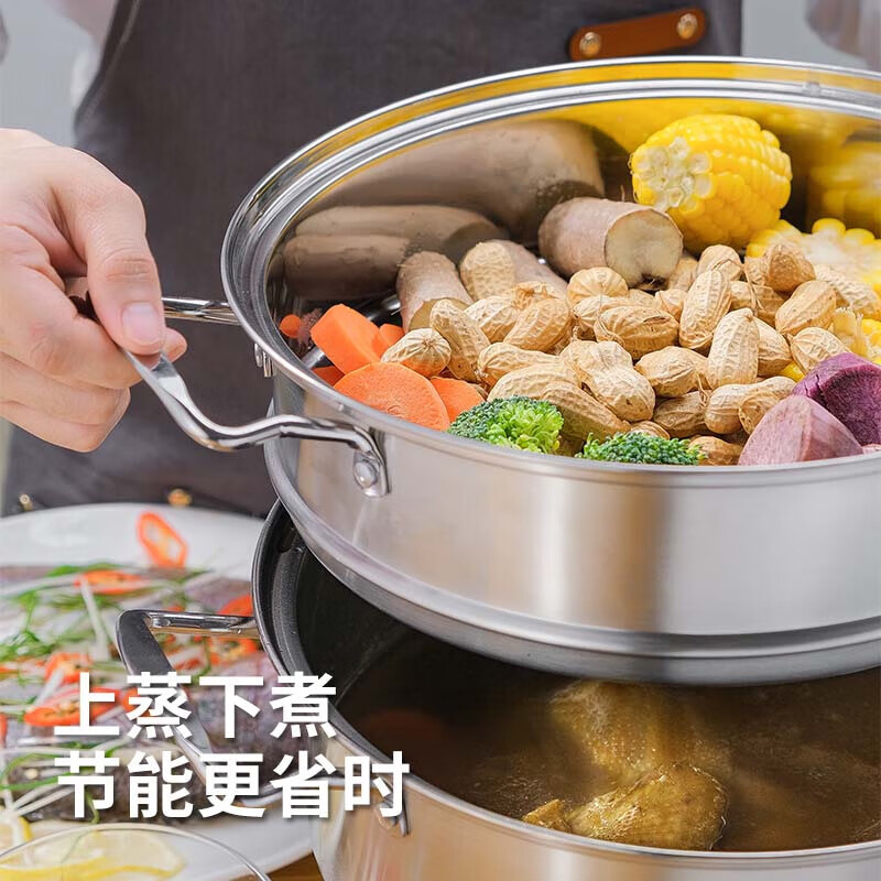 斯阁睿304多用三层不锈钢蒸锅SGR-CJ006 28cm(单位:个)不锈钢色高清大图