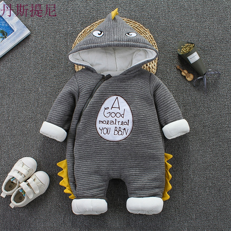婴儿连体衣秋冬款男女宝宝夹棉哈衣1岁爬服冬季棉衣纯棉加厚保暖