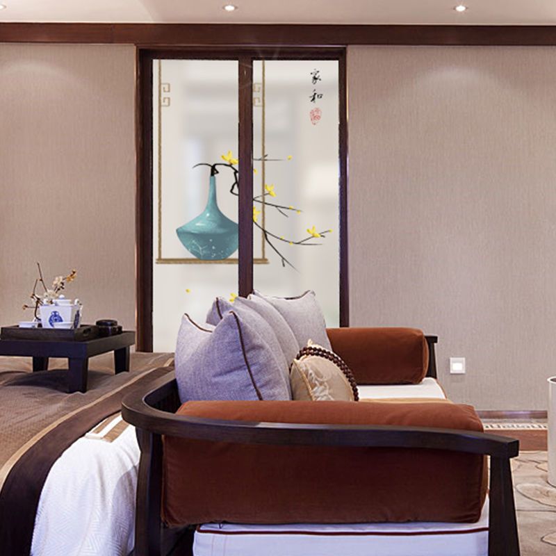 c款5090cm新中式静电磨砂玻璃贴膜透光不透明卧室客厅餐厅移门玻璃