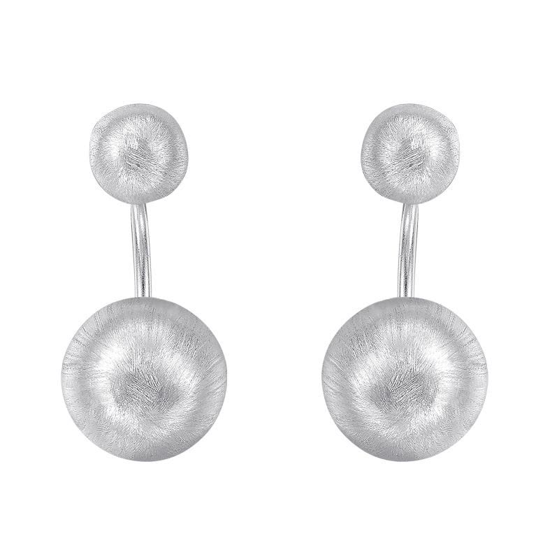 925银耳钉 时尚银饰品 大小磨砂银球耳钉7309送女朋友七夕情人节礼物图片