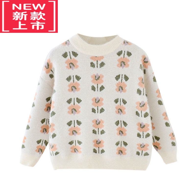 可莉允女童仿貂绒毛衣2022新款冬装中大童加厚针织衫洋气女孩加绒线衫潮图片