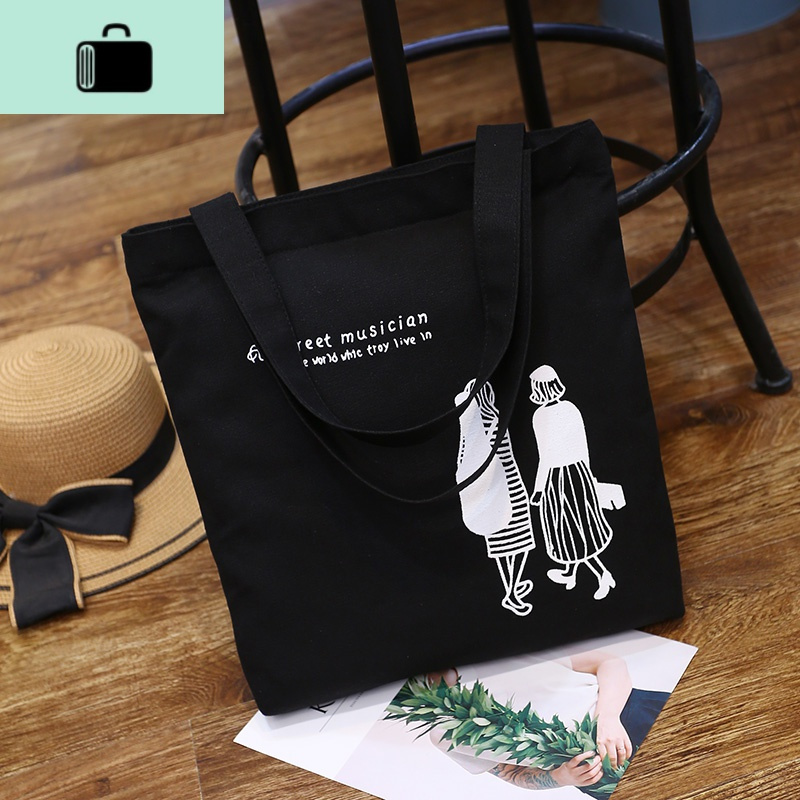 韩版简约百搭帆布包男女文艺单肩手提包购物袋学院风学生书包森潮new