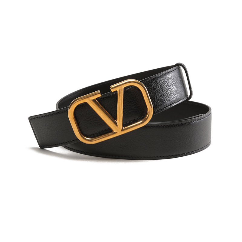 华伦天奴valentino男士皮革复古vlogo板扣式不可裁剪双面皮带腰带1y2