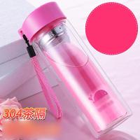 家居器皿生活日用家庭杯子玻璃杯双层隔热水杯带盖创意过滤泡茶杯男女时尚防烫水杯时尚创意生活日用水具水杯