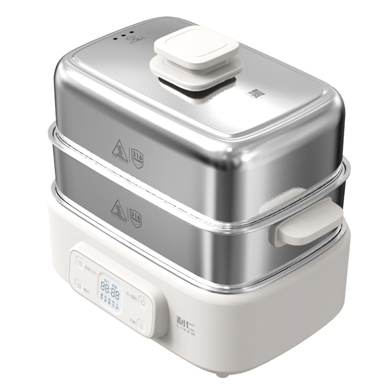 利仁DZG-D1890新品小钢人316不锈钢电蒸锅炖蒸煮一体多功能锅3层18L大容量电热锅家用0涂层多用途锅高清大图