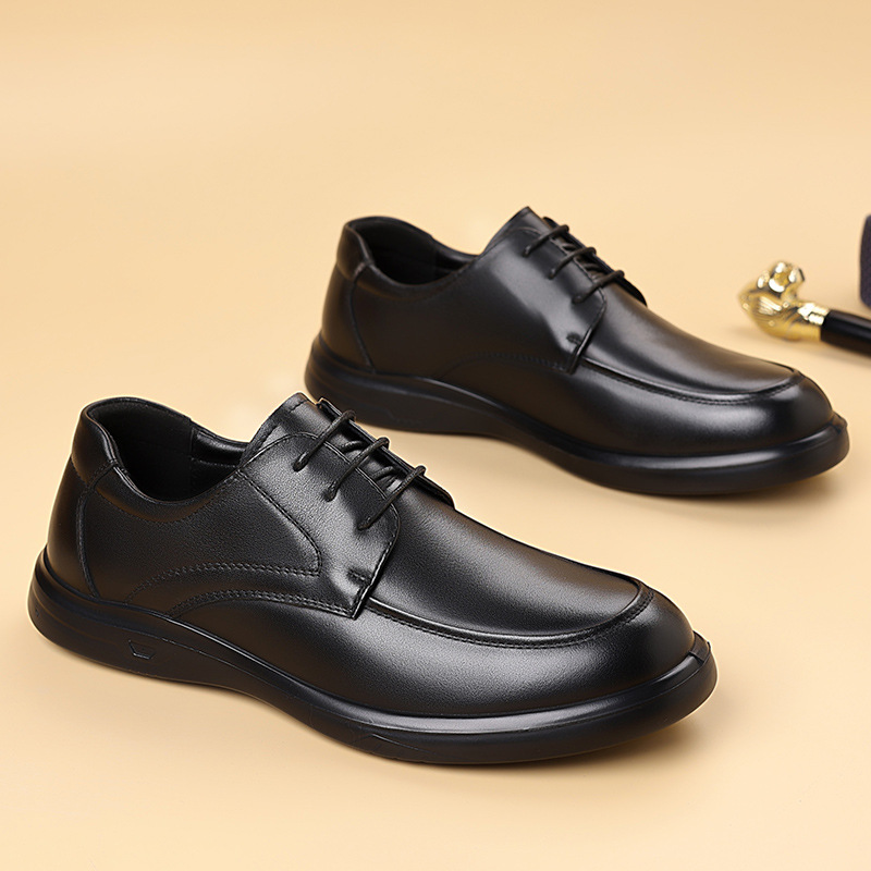 休闲皮鞋男士简约正装商务皮鞋2025新款时尚百搭爸爸男鞋直销高清大图