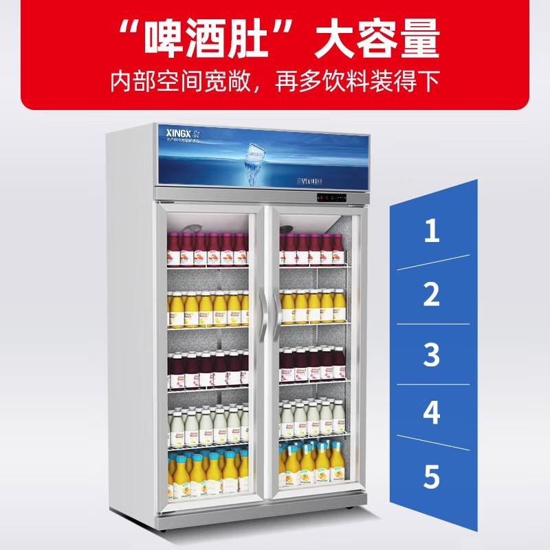星星(XINGX) 518升双门冷藏展示柜 商用冷柜冰柜保鲜柜 超市便利店啤酒饮料陈列柜LSC-500K