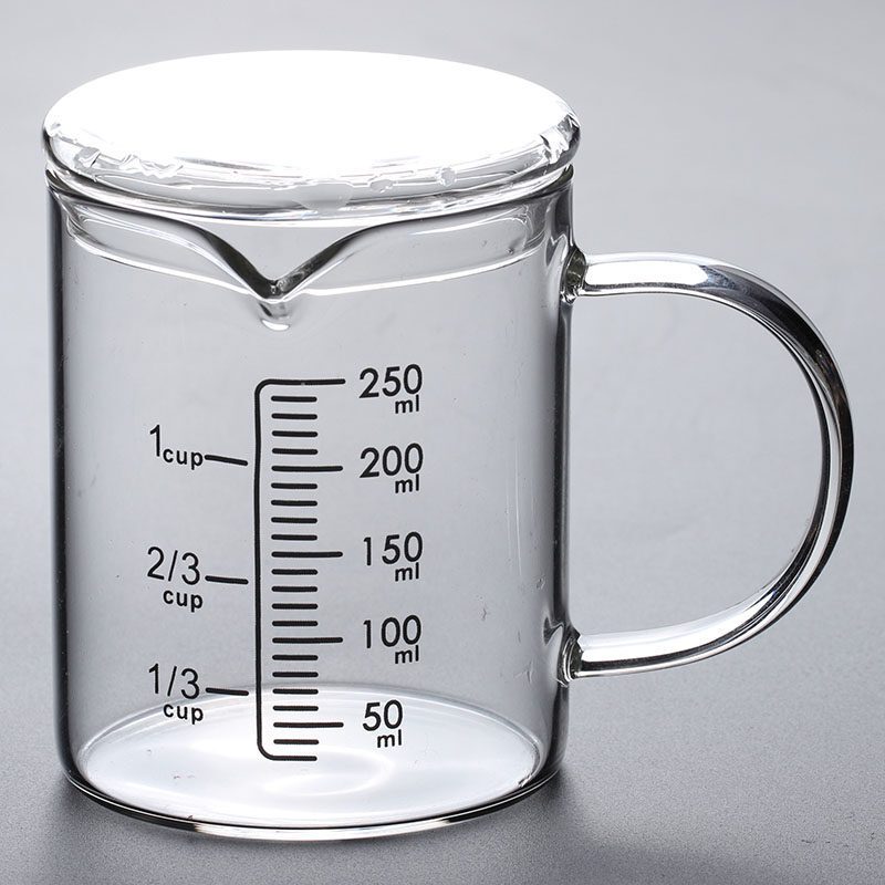 (naliya)刻度量杯带毫升的玻璃杯成人牛奶杯可爱量杯克数杯子500ml