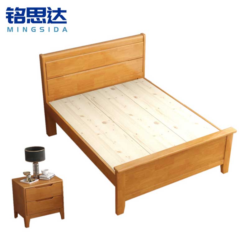 铭思达实木床1.35米含床头柜套高清大图