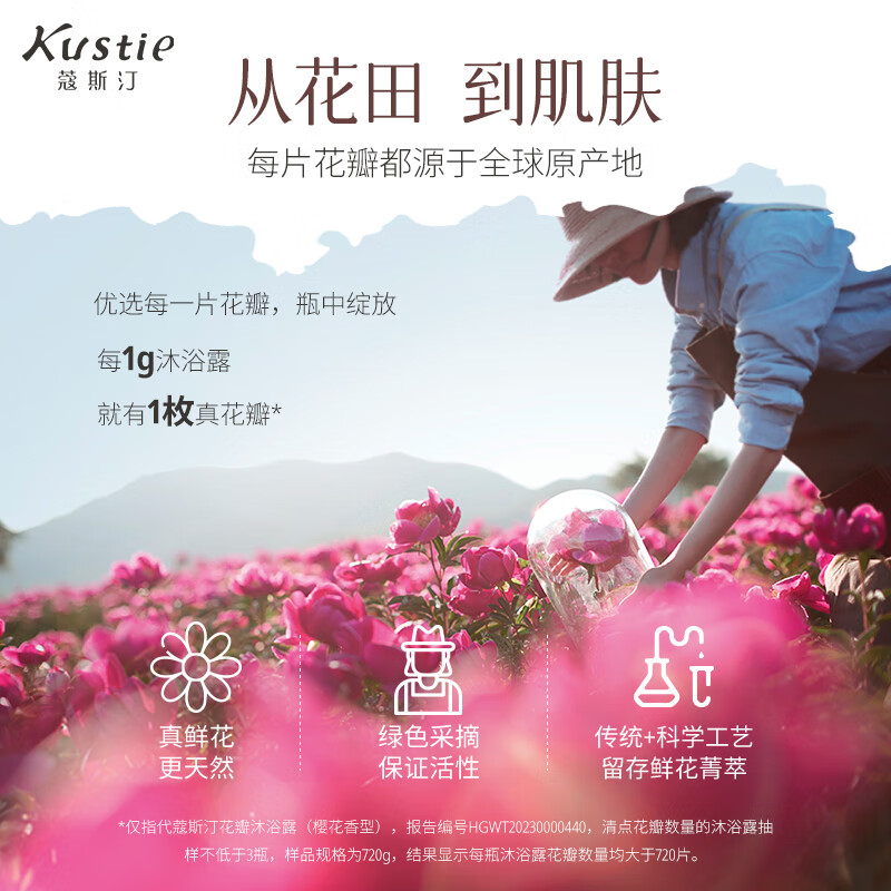 蔻斯汀 玫瑰花瓣沐浴露720g高清大图