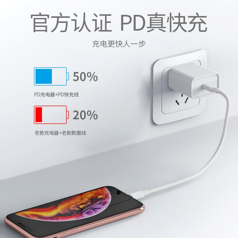 Apple苹果快充PD充电20W/18W快充数据线iphone13/12/11Max/8/X/plus手机平板原装