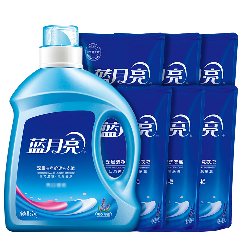 蓝月亮洗衣液套装8kg深层洁净亮白增艳薰衣草香10001983高清大图