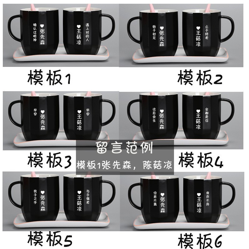 欧式高档简约陶瓷洗漱杯创意多边形黑白漱口杯杯洗漱杯