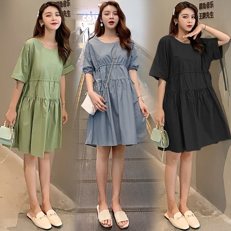 迪鲁奥(DILUAO)哺乳衣新款夏天短袖连衣裙中长款棉麻系带喂奶夏装孕妇裙产前产后图片