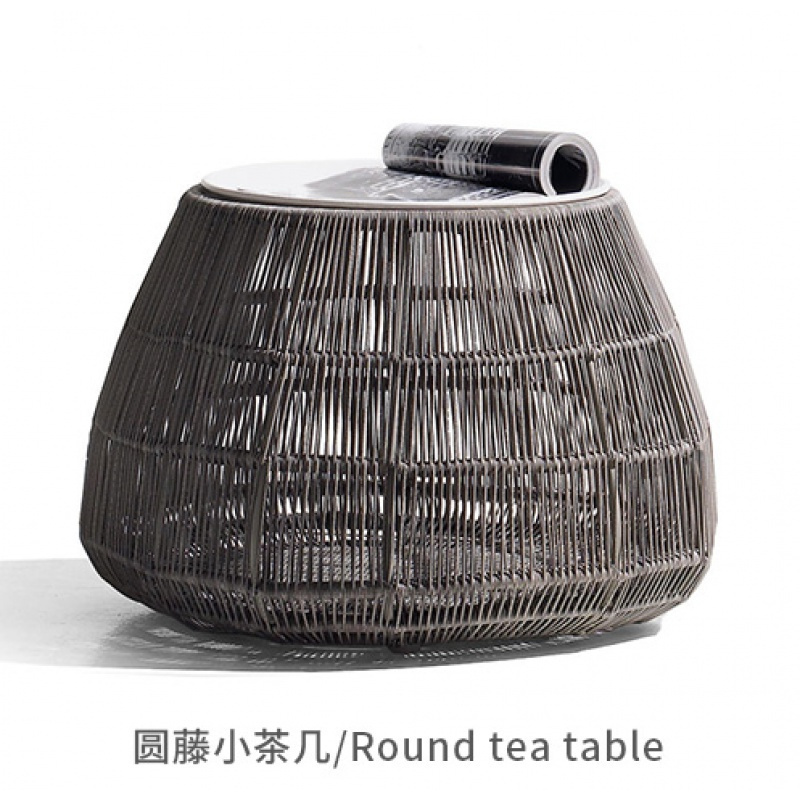 森美人藤床藤编床户外圆形藤床双人床藤编北欧花园大圆床庭院休闲沙发床 （圆藤）小茶几φ50*45H铁艺