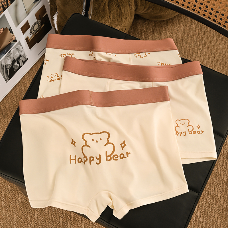 2025新款男士内裤男款纯棉抗菌四角裤头青少年男生可爱小熊四角2高清大图