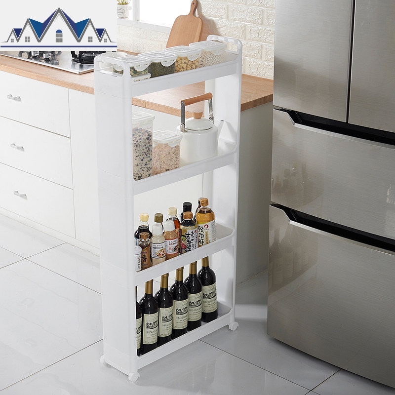 。12/17cm宽夹缝收纳柜抽屉式卫生间塑料储物柜子11窄缝厨房置物 三维工匠 17宽4层一样高（带把手和轮子）10个