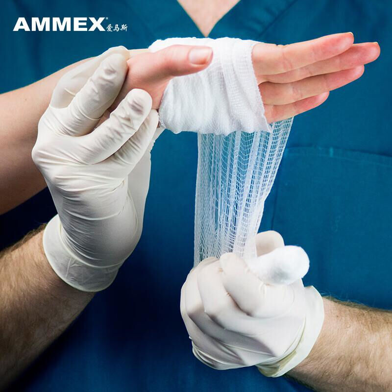 爱马斯(AMMEX) XLFRT42100 医用乳胶 S 无粉麻面 100只/盒 盒 一次性手套高清大图