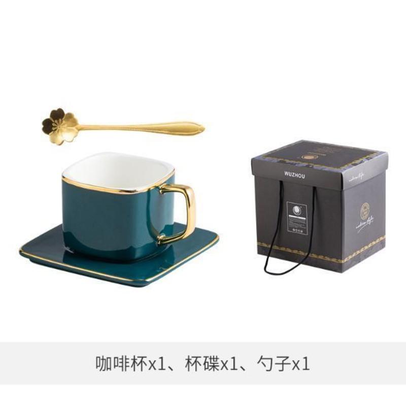 1杯1碟1勺子 礼盒装 欧式小奢华描金边咖啡杯碟套装陶瓷家用下午茶具咖啡器具配杯架