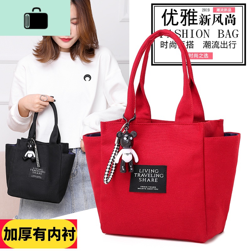 手提小包包女2020新款韩版小号日系便当包妈妈买菜手拎包帆布袋子NEWLAKE高清大图