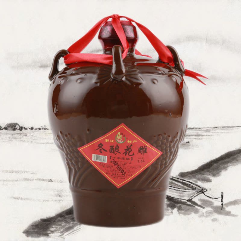 湘溪浙江特产坛装黄酒十年陈冬酿花雕黄酒1.5L图片