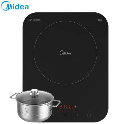 美的(Midea)电磁炉 C22-WH2236 9档火力 整版滑动触摸 微晶面板 大线盘 智能电磁炉(赠汤蒸锅)