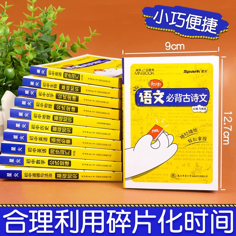 全套9本:语+数+英+政+史+地+物+化+生 初中通用 [正版]星火初中小四门迷你口袋书minibook全套便携语文数学高清大图