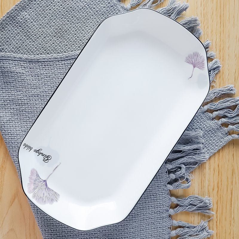 苏宁放心购陶瓷鱼盘家用创意北欧风长方形大号简约蒸鱼盘子网红餐具