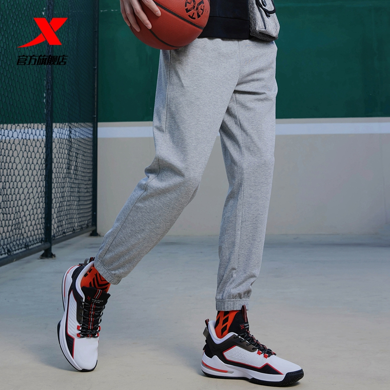 特步运动裤男款长裤灰色正品针织休闲篮球裤子跑步男裤