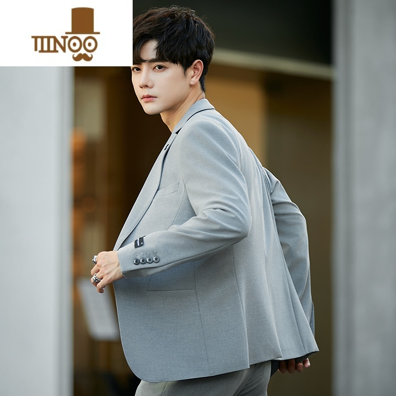 YANXU休闲小西装男外套韩版修身商务正装结婚西服套装感上衣高清大图