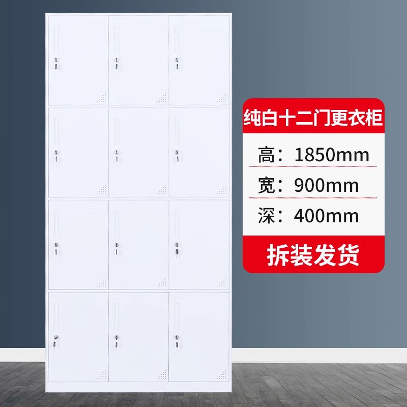 迅迈 纯白十二门更衣柜 员工柜 铁皮柜 储物柜 50*90*185cm 单位;台高清大图