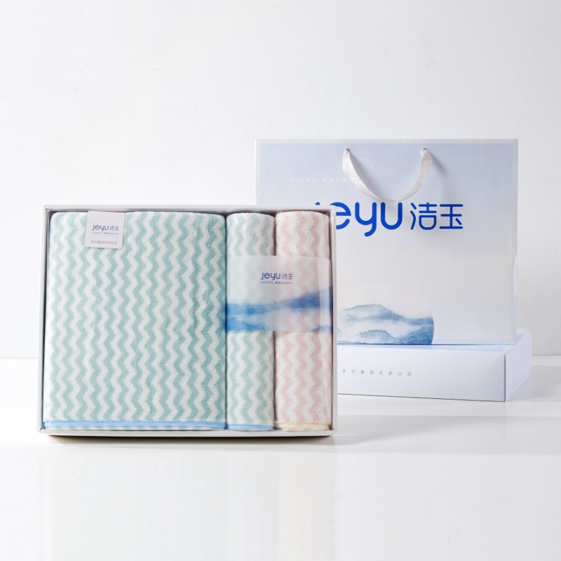 洁玉 欧洛2毛1浴巾三套巾礼盒34cm*76cm