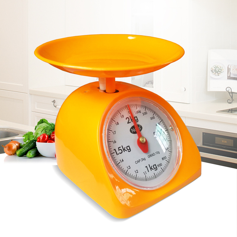 5kg方厨颜色随机厨房秤烘焙弹簧秤高精度家用圆托盘电子秤迷你小称重