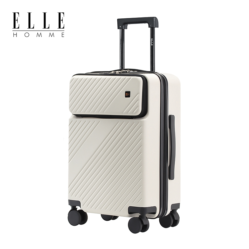 ELLE HOMME EH23082622 前开盖带USB充电接口拉杆箱 26寸象牙白高清大图