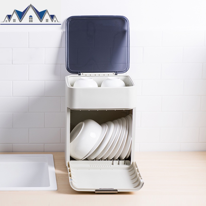 碗筷收纳箱厨房用具置物架多层碗碟多孔沥水柜餐具整理储物盒_1_937高清大图