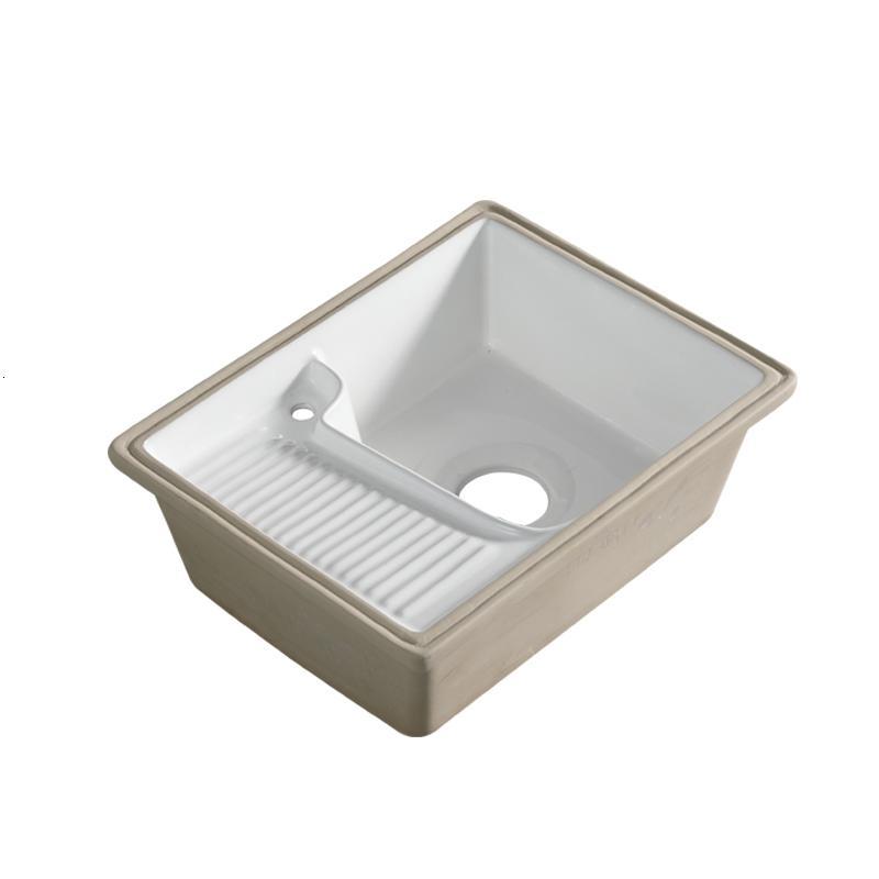 阳台陶瓷洗衣盆加深ciaa嵌入式带搓衣板台中盆水池水方形洗面盆