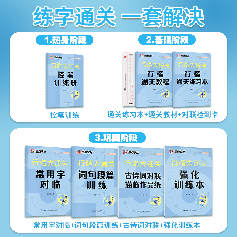 14本[行楷大通关+行楷分组训练]赠练字套装 [正版]行楷字帖练字成人荆霄鹏楷书大通关硬笔书法教程初中高中大学生公务员成高清大图
