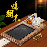 金杞(JINQI)整套玻璃茶具全自动上水电热水壶整套玻璃电磁茶炉抽水烧水保温嵌入式茶盘四合一茶托鸡翅木宝马金