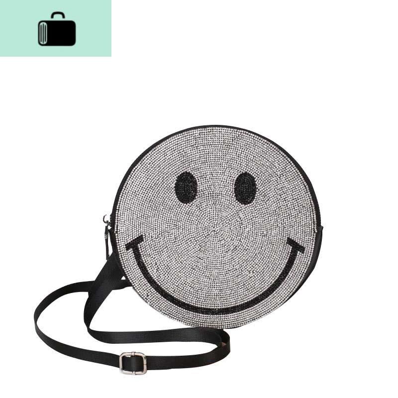 包包女包2020春夏新款韩国水钻笑脸包链条小圆包女斜挎网红单肩包NEW LAKE女斜挎包图片