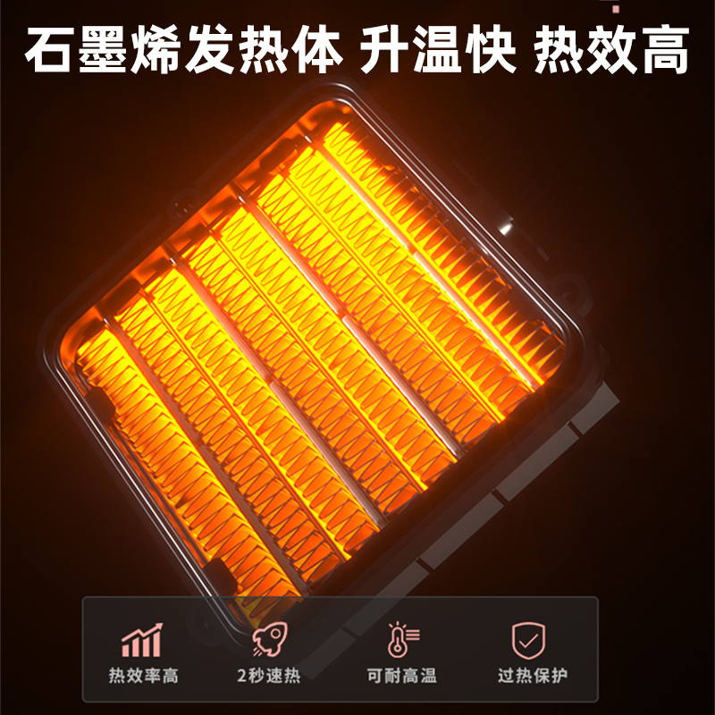 荣事达暖风机小型取暖器家用电暖器台式桌面石墨烯速热热风机烤火炉左右摇头取暖器3档调节高清大图
