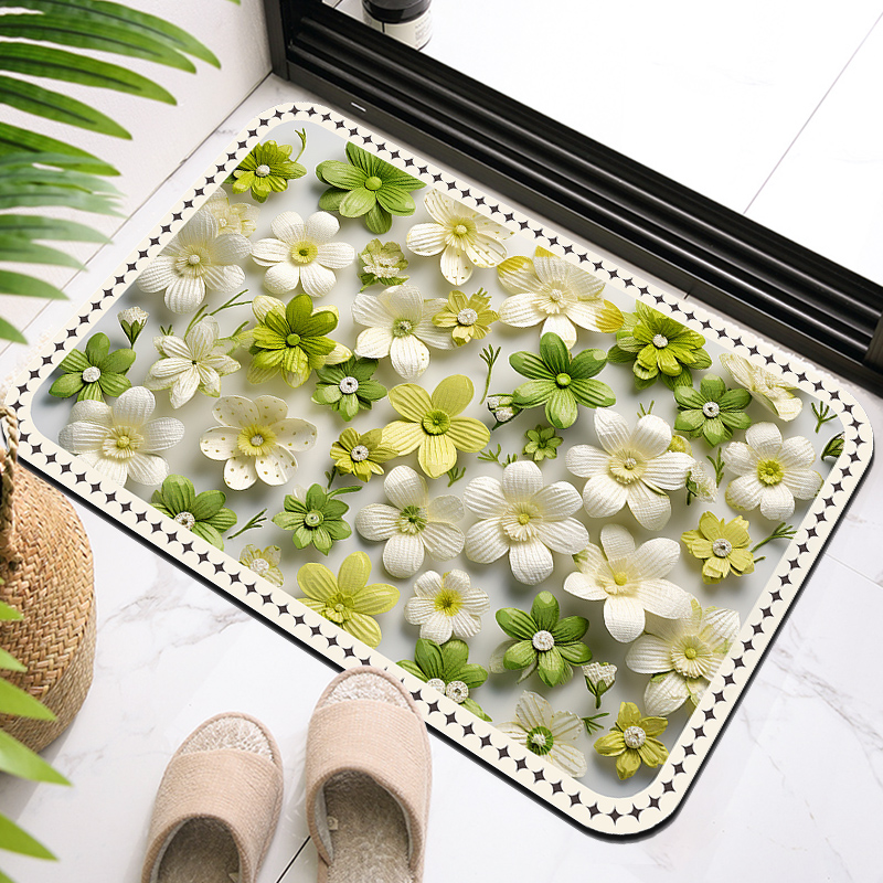 [补贴10%]40*50cm[急速吸水] 清新小雏菊硅藻泥地垫3D立体家用浴室防滑垫卫生间速干软吸水脚垫高清大图
