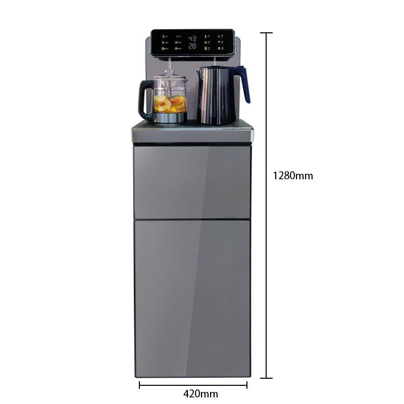 好太太茶吧机 Q2压缩机制冷养生茶吧机 天际灰 双彩屏触控茶吧机 办公室立式饮水机图片