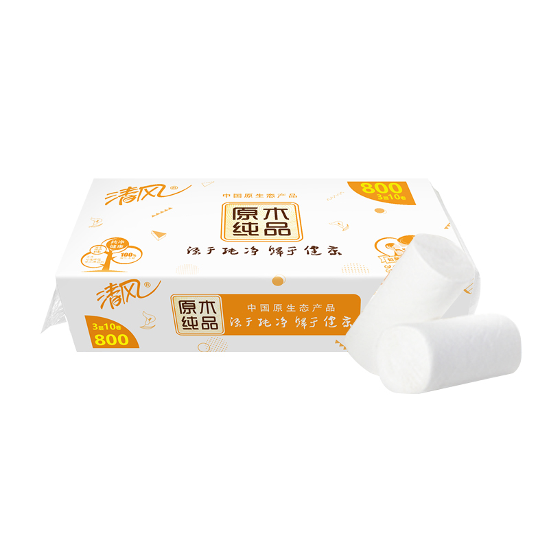 清风 无芯卷纸马蹄莲平纹长卷卫生纸3层 80g 10卷/件 5件装 (单位:件)