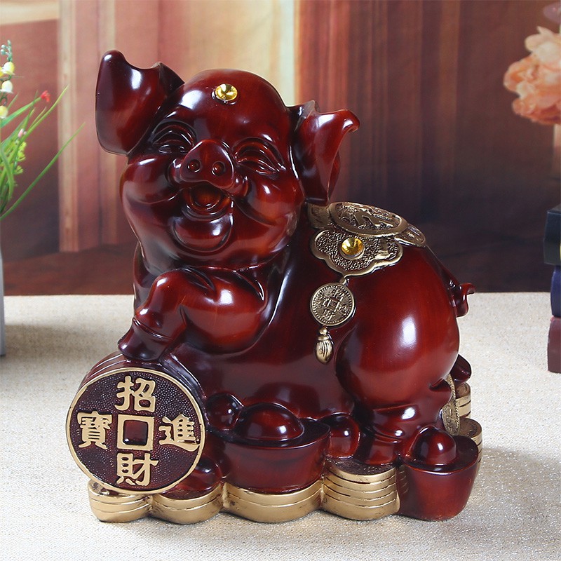 超大号金猪存钱罐仿红木猪储钱罐家用储蓄罐创意生肖摆件儿童 三维工匠 元宝猪《存5000硬币》可存可取_796