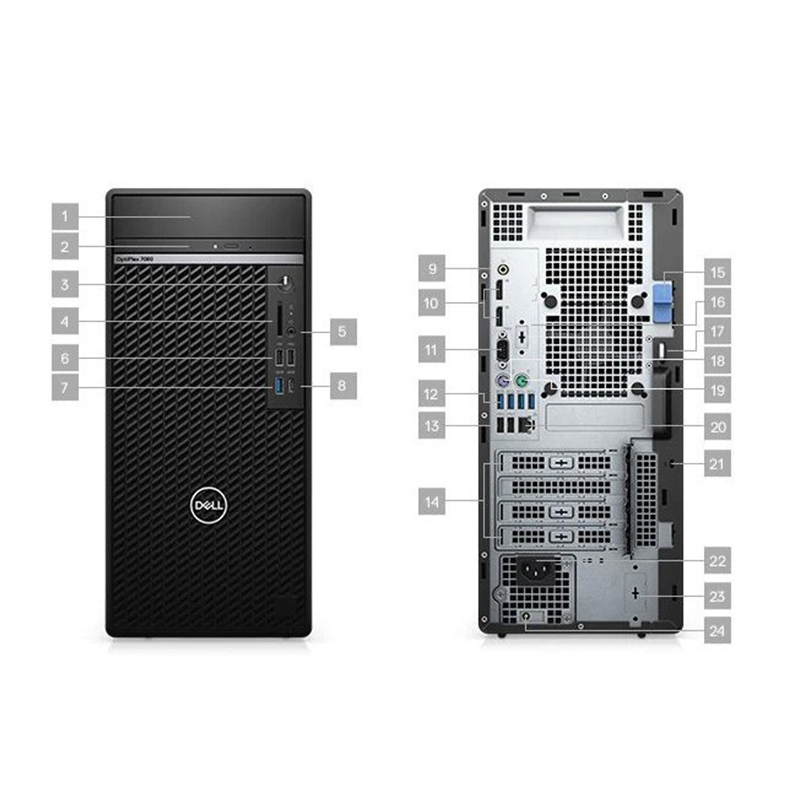 戴尔(DELL)Optiplex7080MT 27英寸商用台式机电脑整机 (i7-10700 4GB 1TB 2GB独显 DVDRW win10)商用办公 家用娱乐 性价比机