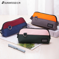 三木(SUNWOOD)大容量帆布笔袋拼色韩国简约ins风女小清新创意可爱网红文具盒高中生铅笔袋日系潮初中生女生小学生男