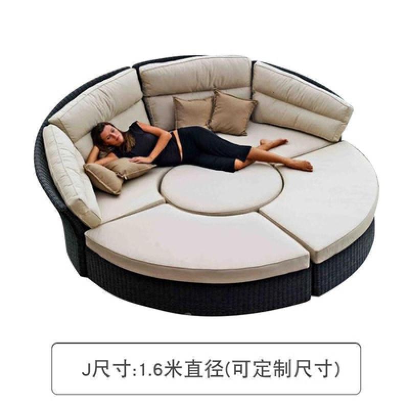 森美人户外大圆床休闲泳池藤编创意沙发床沙滩酒店躺床阳台懒人躺椅家具 J款