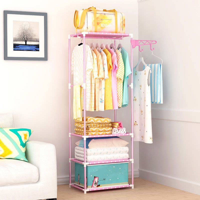 吉良缘多功能衣帽架落地挂衣架室内衣服架卧室客厅简易置物收纳架 古铜图片