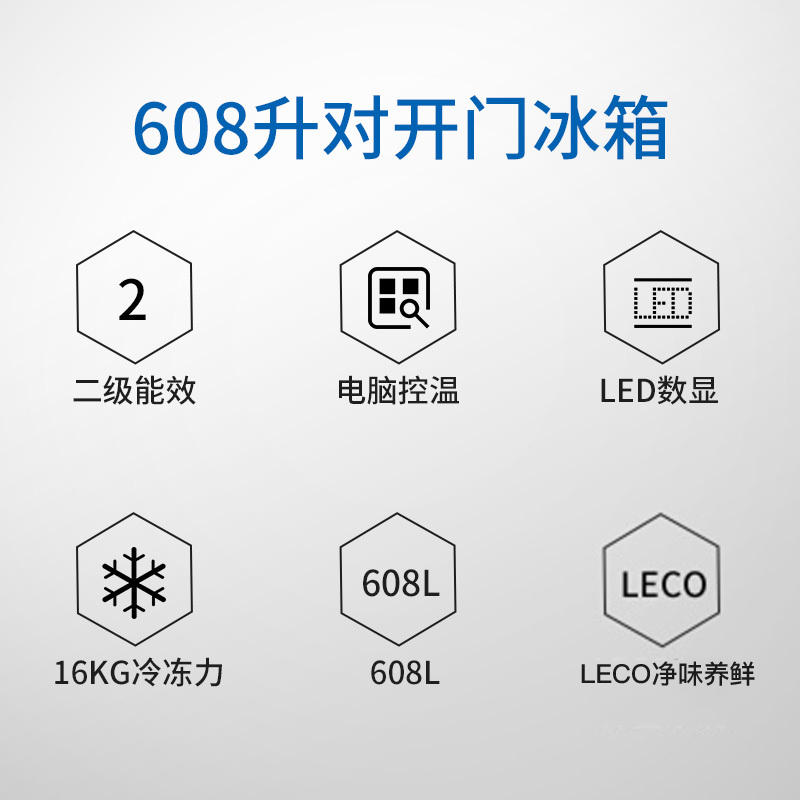 美菱(MEILING) BCD-608WPCX 608升 变频保鲜 风冷无霜 节能静音 时尚对开门冰箱(金色)