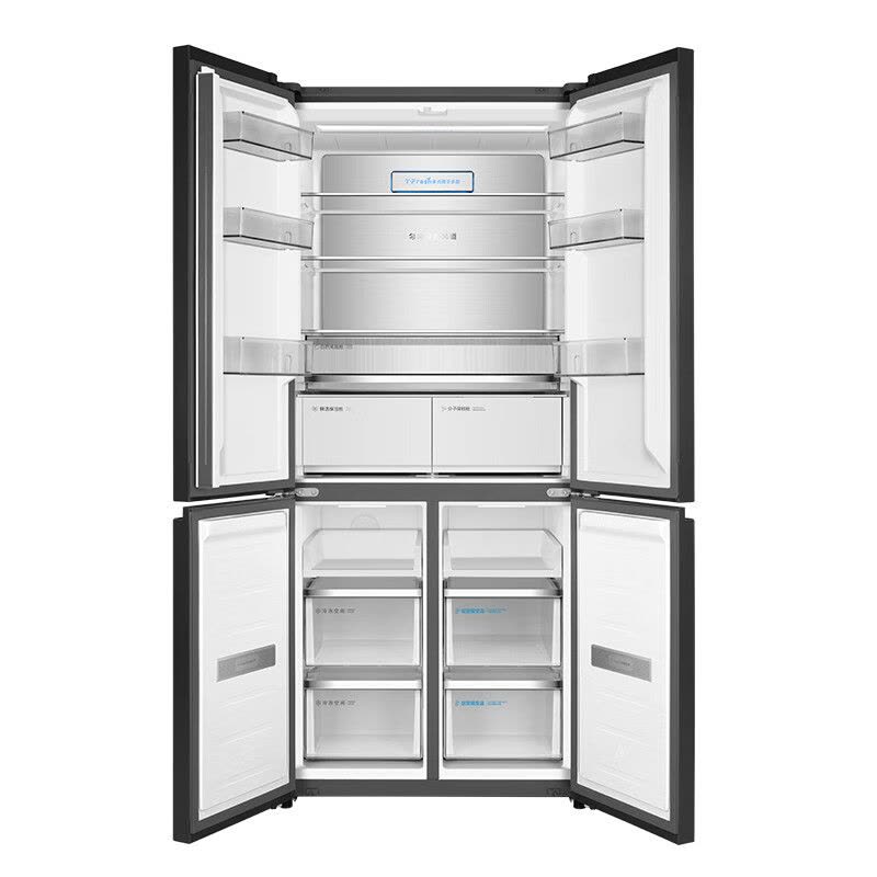 TCL528升风冷冰箱薄嵌系列无霜变频0缝隙嵌入低音运行 分子保鲜科技R528P12-UQ冰湖蓝 十字四开门冰箱基础安装图片